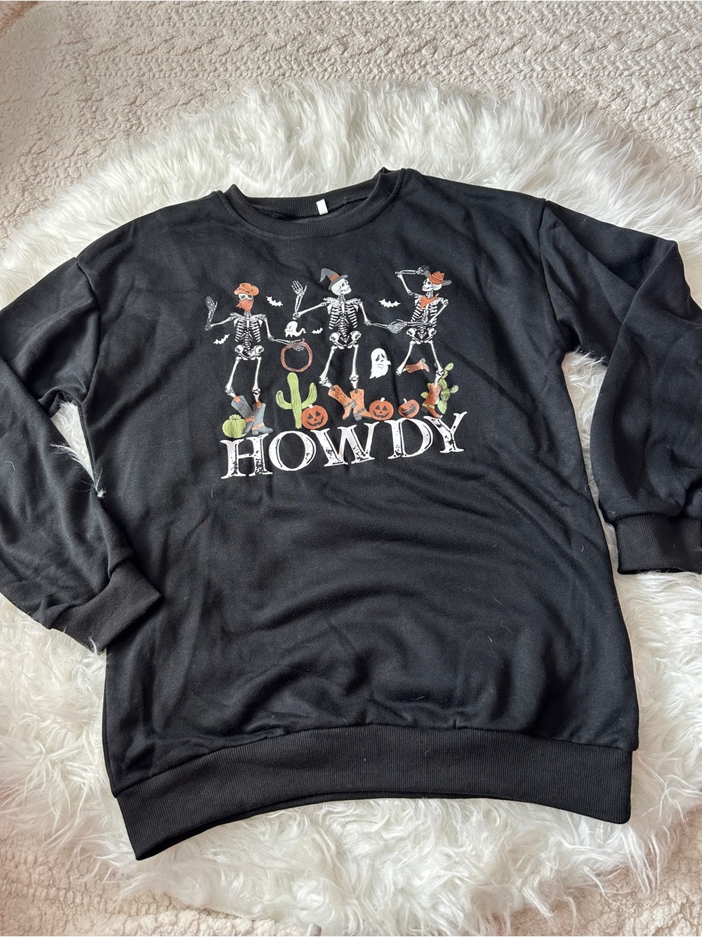 Howdy Black Halloween Skeleton Sweatshirt